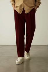 Plain Stripe-Line Jogger - Burgundy